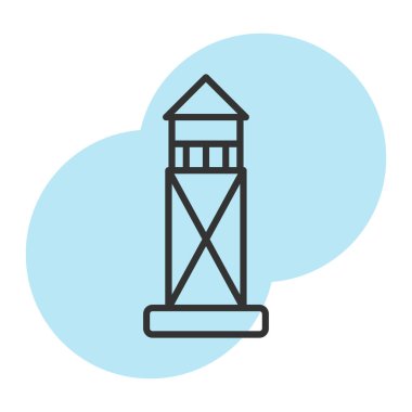 Beyaz şeffaf arkaplanda deniz feneri vektör çizimi. Birinci kalite semboller. ince çizgi simgesi konsepti ve grafik tasarımı