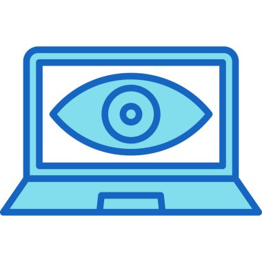 dizüstü bilgisayar göz ikonu vektör illüstrasyonu