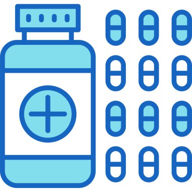 İlaç şişesi tıbbı simgesi ana hatlarıyla doldurulmuş