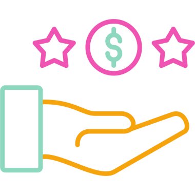 Para simgesi vektör illüstrasyon tasarımı ile el