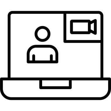 Video kamera simgesi. Beyaz arkaplanda izole edilmiş web tasarımı için video kamera vektör simgesi taslağı