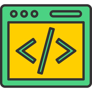 Tarayıcı kodlama geliştirme simgesi Doldurulmuş dış hat biçimi