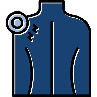 Mavi ceketli bir adamın mavi beyaz çizgi film ikonunun vektör çizimi