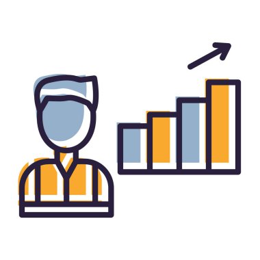 Dizüstü bilgisayarda çalışan birinin vektör simgesi