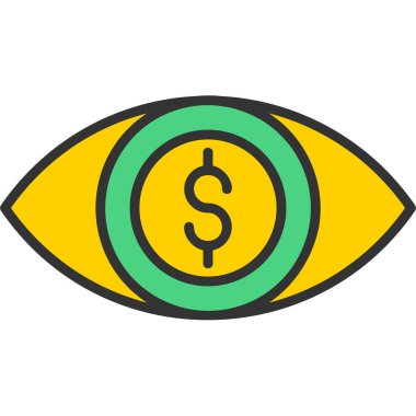 Para gözü ikonu. özet para göz vektör rengi beyaz üzerinde izole
