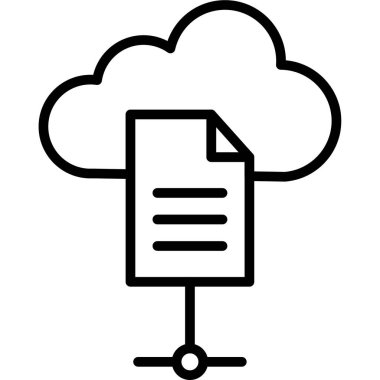 Bulut veri depolama ikonu ana hatları vektörü. Bulut verisi bilgisayar deposu