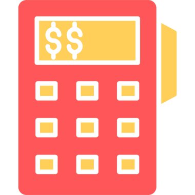 Beyaz arkaplanda izole edilmiş düz biçimli hesap makinesi simgesi.