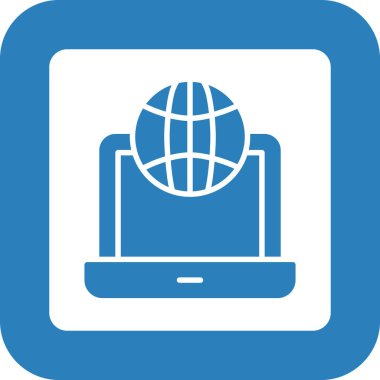 küresel bilgisayar. Web simgesi basit illüstrasyon