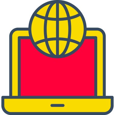 Bilgisayar monitörü simgesi. Web için bilgisayar vektör simgelerinin özet çizimi