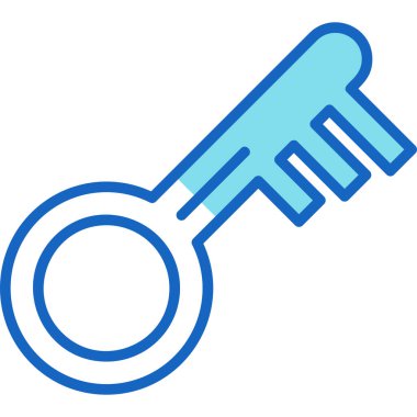 anahtar vektör simgesi. biçim ana hat sembolü, kobalt rengi, yuvarlak açılar, beyaz arkaplan