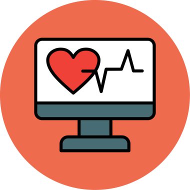 Kalp monitörü ikon vektör illüstrasyonu