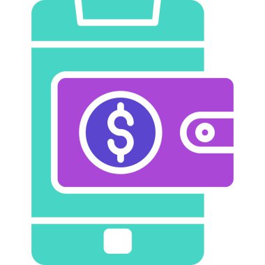 Cüzdan simgesi, vektör illüstrasyonu