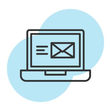 E- posta vektör çizgisi simgesi, işaret, beyaz arkaplanda illüstrasyon. düzenlenebilir vuruşlar