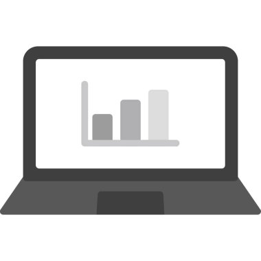 Grafik simgesi olan dizüstü bilgisayar, basit düz resimleme