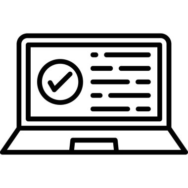 işaretli dizüstü bilgisayar ve tick vektör illüstrasyon tasarımı