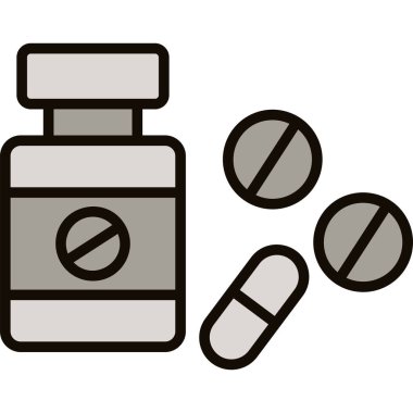 İlaç şişesi ikonu. Beyaz arkaplanda izole edilmiş web tasarımı için ana ilaç şişe vektör simgesi