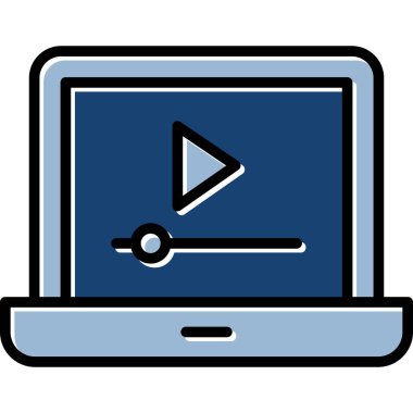 Video oynatıcı simgesi renk ana hatları vektörü