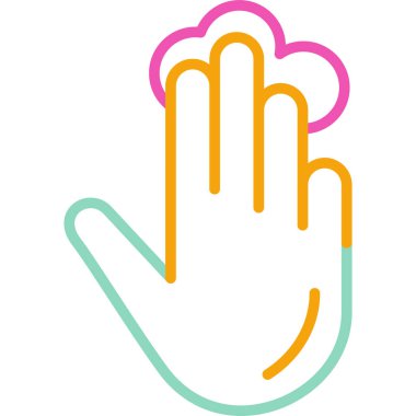 Bir gökkuşağı simgesi ile el, basit vektör çizimi