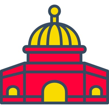 Beyaz arkaplanda izole edilmiş ana hatlı cami simgesi. resimleme