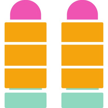 Beyaz arkaplanda iki renkli düğmeli iki kutu