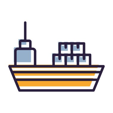 kargo gemisi kutular ve konteynırlar vektör illüstrasyon grafik tasarımı