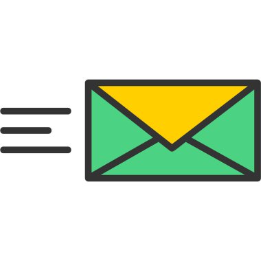 Beyaz arkaplanda e-posta ileti simgesi bulunan zarf. vektör illüstrasyonu.