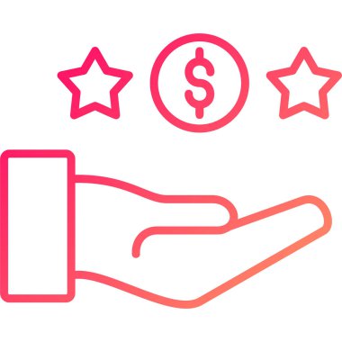 Dolar işareti simgesini tutan bir elin vektör çizimi