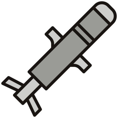 Askeri roket ikonu. ana hatlı ordu roket vektör rengi düz izole