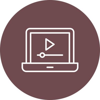 Laptop Düz Çember Vektör Simgesi Tasarımı