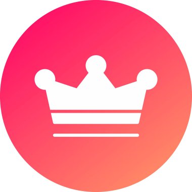 Beyaz kral taç ikonu uzun gölge arkaplanlı izole edilmiş. Kırmızı daire düğmesi. vektör illüstrasyonu