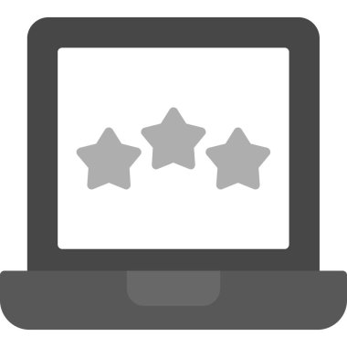 Bilgisayar monitörü simgesi. Vektör biçimi yuvarlak açılı düz ikonik sembol, gri renk, beyaz arkaplan.