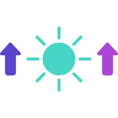 Güneş ve simge işaretinin vektör illüstrasyonu