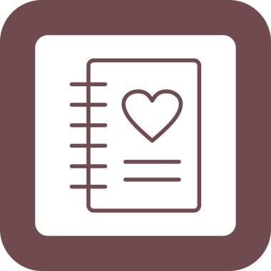 kalp ikonlu dizüstü bilgisayar, basit vektör illüstrasyonu