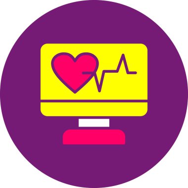 Monitör ikonlu kalp. vektör illüstrasyonu