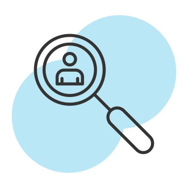 İnsan simgesi vektör illüstrasyon tasarımlı büyüteç