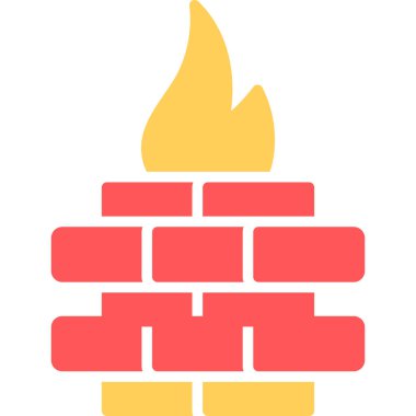 Firewall düz vektör simgesi