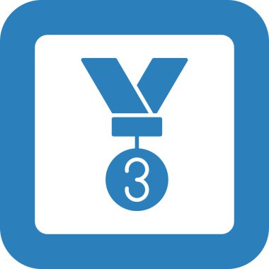 İlk ödül vektör simgesi. biçim düz yuvarlak sembol, kobalt rengi, yuvarlak açılar, beyaz arkaplan