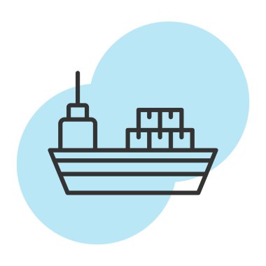 Yolcu gemisi simgesi, vektör çizimi, gemi işareti. doğrusal sembol