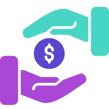 El ele tutuşmak bir dolar işareti. vektör simgesi