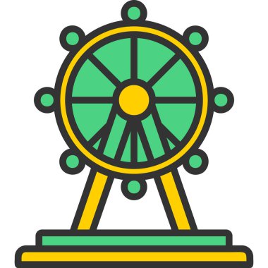 Dönme dolap simgesi renk dış hat vektörü