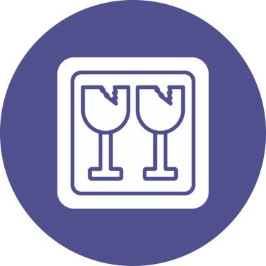 Cam ikonlu bir bardak şarap. vektör illüstrasyonu