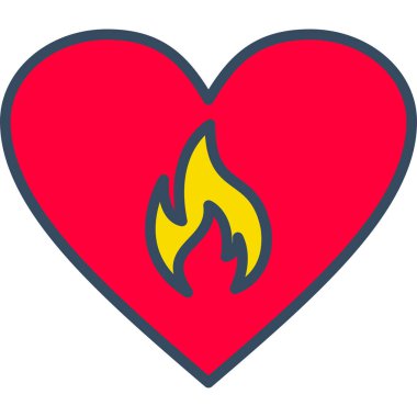 Yanan kalp ikonu. vektör illüstrasyonu