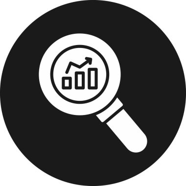 Grafik ikonlu büyüteç. vektör illüstrasyonu