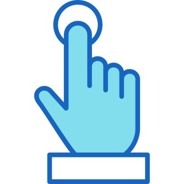 Mavi bir simgeyi tutan el.