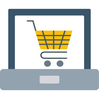 Dizüstü bilgisayar ile alışveriş sepeti