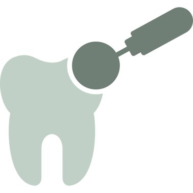 Diş bakımı vektör ikonlu diş. biçim düz sembol, yumuşak gri renk, yuvarlak açılar, beyaz arkaplan.