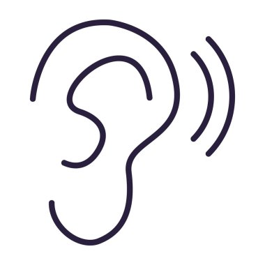 Kulak ikonu. İnce çizgi tarzı tasarım çizimi. vektör illüstrasyonu.