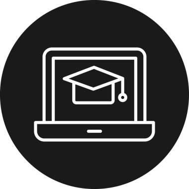 Çevrimiçi eğitim simgesi, vektör illüstrasyonu