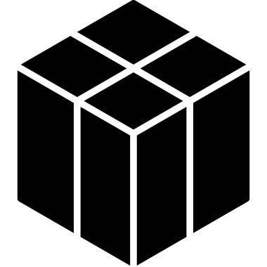 Katı biçimdeki küp blok simgesi