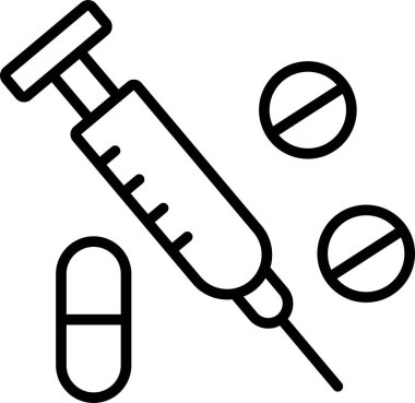 Enjeksiyon ikonu. Taslak çizimi. Web için enjeksiyon vektör simgesi